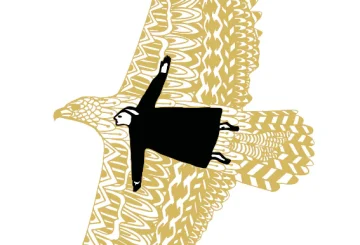 figure soaring under a bird