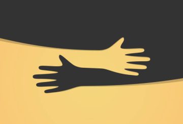 Hugging hands. Arm embrace,