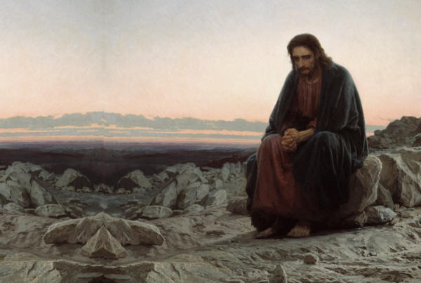 Jesus alone in desert