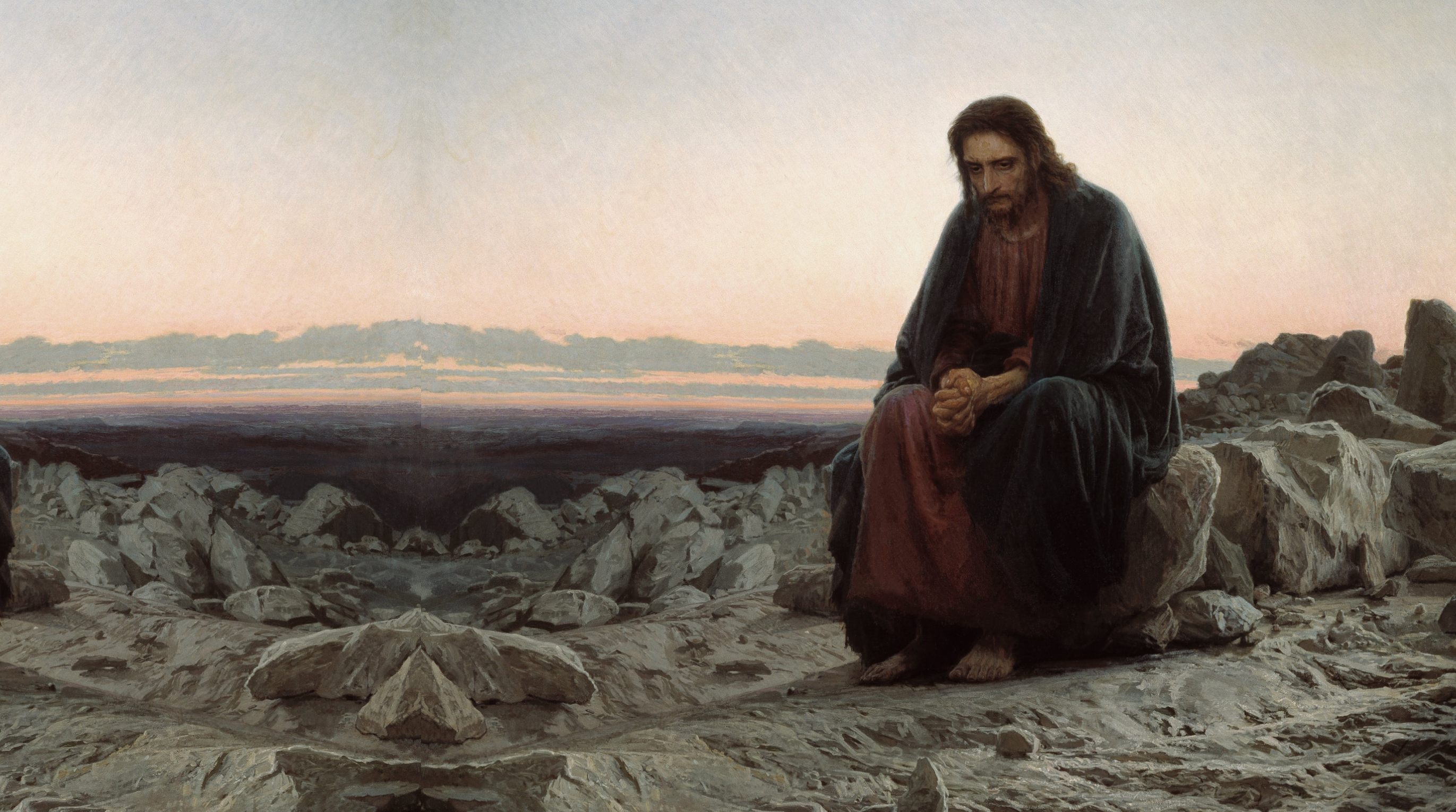 Jesus alone in desert