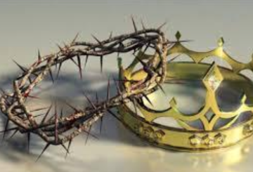 gold crown and crown of thorns