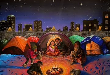 nativity scene in tents