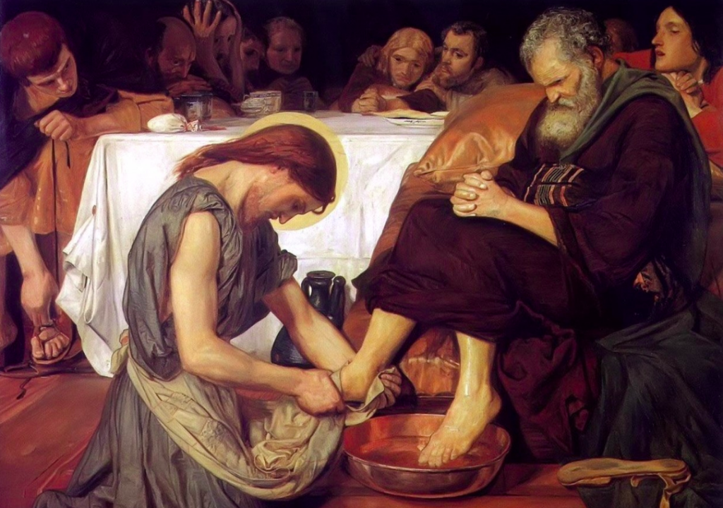 painting of Jesus washing the feet of Peter